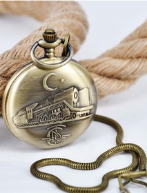Resim sonsuzsaat Gümüş Renk Tren Kabartmalı Köstekli Cep Saati SU-1270 