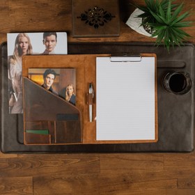 Resim Hakiki Deri Organizer/Sekreterlik (A4 Boyutunda) - Koyu Kahve 