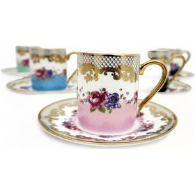 Resim Kosova İst-167 Güllü Silindir Renkli Porselen Fincan Takımı 