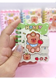 Resim Honey Bear Cırtlı Cep Boy Sevimli Ayıcık Mini Not Defteri 7x8 Cm - Yeşil 