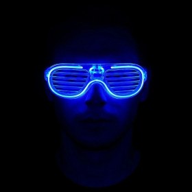 Resim Kuzgun Ticaret Mavi LED Işıklı Parti Gözlüğü - Neon Glow Şerit Gözlük 3 Modlu - Lisinya 