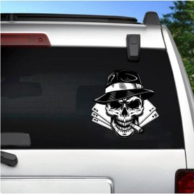 Resim Kurukafa Poker Iskambil Kağıdı Skull Sticker - 00332 12X12 Cm 