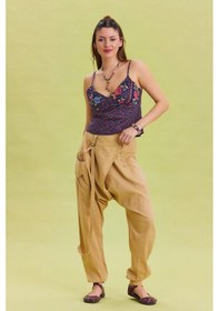 Resim Los Banditos Kruvaze Elastik Paça Kadın Şalvar Pantolon Camel 
