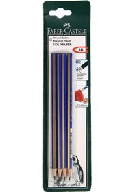 Resim Faber Castell Dereceli Kurşun Kalem Gold 3B Kartelali 4 Lü 