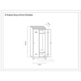 Resim İki Tam Boy Kapılı Ekonomik Soyunma Dolabı Gri 