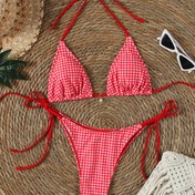 Resim Yeni Çok Renkli 2024 Yaz Bağcıklı Halter Boyun Seksi Üçgen Bikini Kadın Mayo 