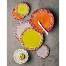 Resim Edelweiss Italy Camomilla Kırmızı Seramik Kek Standı 22 cm 