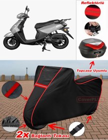 Resim CoverPlus Apec PS5 Branda SİYAH Topcase Arka Çanta Uyumlu Motor Brandası (Kırmızı Dikişli) 