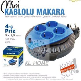 Resim KL HOME Çocuk Koruma Priz Pratik Ev Ofis Ve Iş Mini Seyyar Makaralı Elektrik Uzatma Kablo 3x1,5mm (3 METRE) 