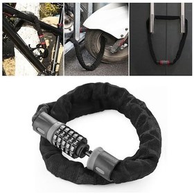 Resim Sones Motosiklet / Bisiklet Zincir Kilidi 5 Haneli Şifre Hırsızlığa Karşı Şifre Kilidi, Uzunluk: 1,2m 