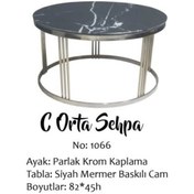 Resim Brc C Orta Sehpa Model 1066 Siyah Mermer Temper Cam Metal Transmi 