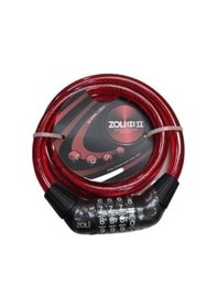 Resim Zoli 4'lü Şifreli Bisiklet Çelik Kilit 12x1000 Mm Bisiklet Kilidi Kırmızı 