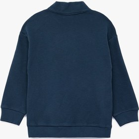 Resim Erkek Bebek Pamuklu Uzun Kollu Dik Yaka Yarım Fermuarlı Sweatshirt 
