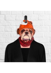 Resim Bulldog Dijital Baskılı Butik Ahşap Elbise Askısı Krem 