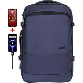Resim Körüklü Laptop Sırt ve Seyahat Çantası 15,6 İnç 40 Litre Usb Su Geçirmez Kumaş Lacivert Dada 12 
