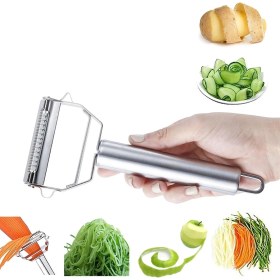 Resim Profesyonel Paslanmaz Çelik Doğrayıcı Çift Fonksiyonlu Metal Pratik Kolay Jülyen Sebze Soyacağı 