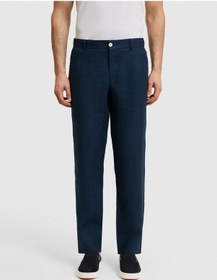 Resim Cacharel Lacivert Slim Fit Beli Lastikli %100 Keten Pantolon 