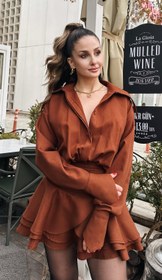Resim Lavinia Elbise Kahve - 40 / gri 