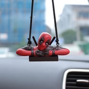 Resim Marvel Deadpool PVC Asılı Süs Araba Arka Görüş Aynası için - Adı "NICE" ve "DOGS" ile Kırmızı Karikatür Tasarımı - Araba İç Dekorasyonu ve Tatil Hediyesi için İdeal 