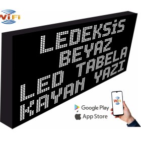 Resim LED Tabela 32X64CM Tek Taraflı Beyaz Kayan Yazı Wifi (Telefondan Yazı Değiştirme) 