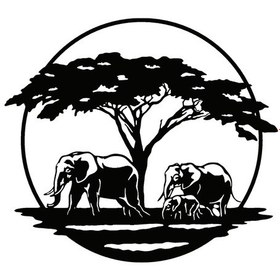 Resim Fil Ailesi Safari Duvar Dekor Sticker 60 X 60 Cm 