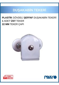 Resim Duşakabin Tekerleği Üst Teker Plastik Gövde Şeffaf Teker Çapı 22 Mm Beyaz - Şeffaf 
