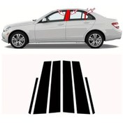 Resim Topnotch 6pcs Siyah Araba Pencere Koruma Bar Mercedes C Class Sedan 2008-2014 Çizilmeye Dayanıklı 