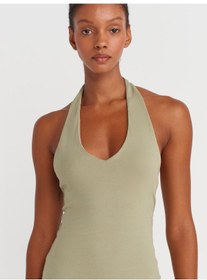 Resim Dilvin 91476 Halter Yaka Midi Elbise-çağla Çağla 