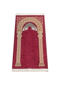 Resim Taç Mahal Desenli Şönil Seccade Bordo 
