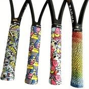 Resim 1 adet 3D Spor Topu Tutma, Kaymaz Nefes Alabilen Yapay Deri, Tenis, Badminton, Pickleball için Uygun - Kırmızı/Sarı/Siyah 