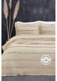 Resim Evlen Home Pamuklu Echos Yatak Örtüsü Takımı Günlük Çift Taraflı Kişilik 3 Parça Dolgulu El İşi Bej 