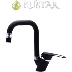 Resim Kustar Lexus Siyah Mix Kuğu Aç Kapa Oynar Başlık 360 Ayarlanabilir Banyo Lavabo Bataryası 