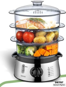 Resim GoldMaster Dietist 800 Watt 8,4l Kapasite 60 Dakika Zamanlayıcı Bpa Free Buharlı Pişirici 