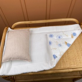 Resim İndirimli Ürün - Alt Açma Matı ve Yastık - Çift Taraflı - Mavi Güneş 