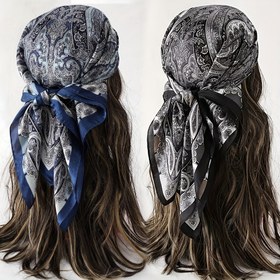 Resim 1/2 adet Zarif Bohem Kadın Saten Şal - Polyester Bel Çiçek Baskısı, Nefes Alabilir ve Pürüzsüz, Moda Kıyafetleri ve Saç Aksesuarları için Mükemmel, Bohem Tarzı 