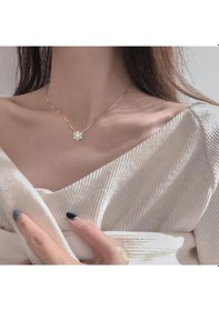 Resim 925ayar Zirkon Taşlı Kar Tanesi Rose Renk Kolye 