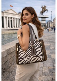 Resim Dukidaso Yeşil Zebra Desenli Kadın Omuz Çantası Yeşil T8347 