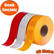 Resim Reflektörlü Reflektif Fosforlu Şerit Bant Ikaz Bandı 46 Metre 