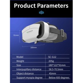 Resim VR SHINECON G12 3D Sanal Gerçeklik Gözlüğü Siyah 4.5-7.0 Inch 