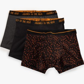 Resim 3'lü Boxer Seti Slogan Baskılı Pamuklu 