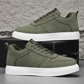 Resim Erkekler için Günlük Spor Sneaker'lar - Trend Yeşil Beyaz Tabanlı, Nefes Alabilir PU Üst & EVA Tabanlık, Bağcıklı Düşük Üst Kaykay Ayakkabıları Gençler & Yetişkinler İçin - Çok Yönlü Her Mevsim Ayakkabı 