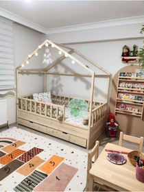Resim Bir Başka Çocuk Çatılı 2 Çekmeceli Montessori Yatak 
