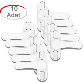 Resim BarkoFix 10 Adet Metal Beyaz Pencere Emniyet Kilidi Çocuk Hırsız Kilidi Çekmeli Pvc Kilit 
