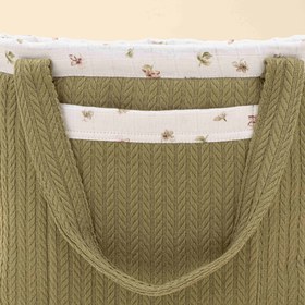 Resim Bebek Bakım Çantası - Açık Yeşil Örgü - Çiçekler 