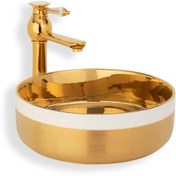 Resim Lena Tezgah Üstü Lavabo Altın&Beyaze-4000A 