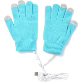 Resim Liangduo Shop Mavi Stil USB Isıtmalı Eldiven Kış Eldivenler Kadın Dokunmatik Ekran 5V Isıtma Örgü Eldiven El Isıtıcı Termal Eldiven Dokunmatik Ekran ile (Yurt Dışından) 