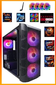 Resim COMLOJI GA Full-Perf Gaming Ryzen 5 5500 + RX580 8GB + 16GB DDR4 RAM 512GB M.2 NVMe SSD Full Tak Çalıştır Masaüstü Oyuncu Bilgisayarı 