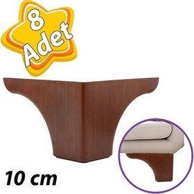 Resim 8 Adet Açelya 10 Cm Ceviz Ahşap Desenli Lüx Mobilya Kanepe Sehpa Ünite Koltuk Ayağı Plastik Baza Ayak 