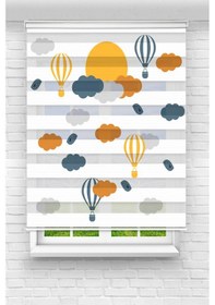 Resim Perdecizade Enxboy Balon Ve Bulutlar Dijital Baskılı Zebra Perde-cocuk Odası-stor Perde Renkli 