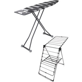 Resim Perilla Hely Ütü Masası İronika Extra Kalın Borulu Kurutmalık Set Antrasit 